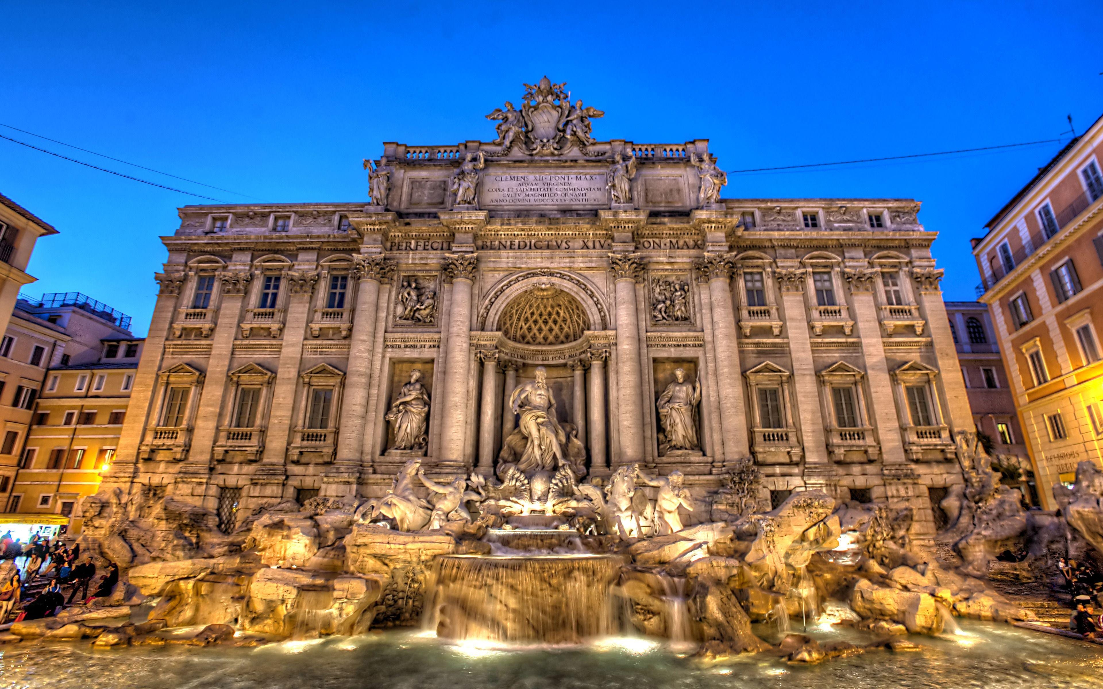 The Trevi Fountain at dusk